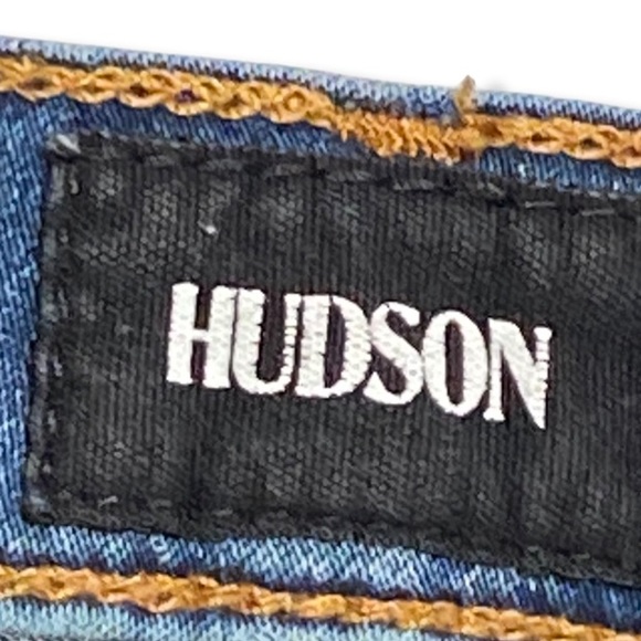 Hudson Natalie Super Skinny, Raw Hem Medium Wash Jeans. Classic 5-Pocket Style - Picture 10 of 16
